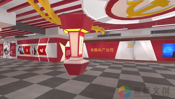红色3d立体展厅设计